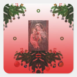 Adesivo Quadrado Madonna e Criança [Natal]