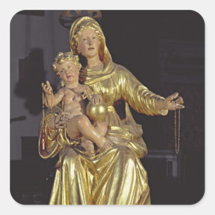 Adesivo Quadrado Madonna e criança, século XVII (madeira dourada)