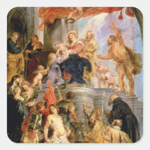 Adesivo Quadrado Madonna Enthroned com criança