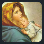Adesivo Quadrado Madonna & Jesus Christmas Envelope<br><div class="desc">Pretty religious stationary sticker</div>