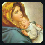 Adesivo Quadrado Madonna & Jesus Christmas Envelope<br><div class="desc">Pretty religious stationary sticker</div>