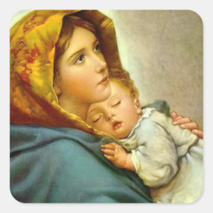 Adesivo Quadrado Madonna & Jesus Christmas Envelope