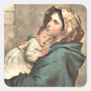 Adesivo Quadrado Madonna no lenço guardara o bebê Jesus