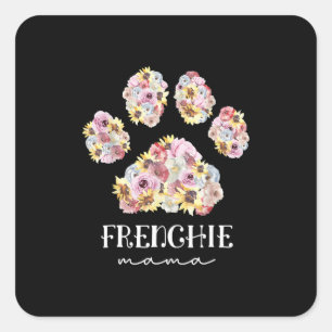 Adesivo Quadrado Madre Art Frenchie Mama Floral Paw French Buldog