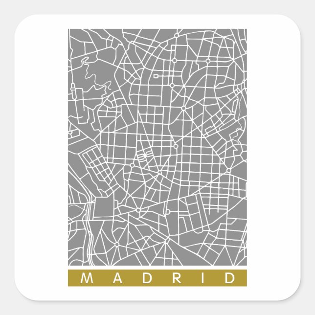 Adesivo Quadrado Madrid map (Frente)