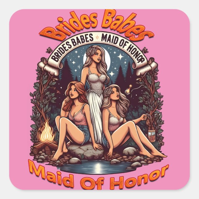 Adesivo Quadrado Madrinha de casamento Orgulho Um Partido Bridal Ce (Frente)