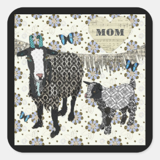 Adesivo Quadrado Mãe Ama Junebug & Fainting Goat Baby Sticker