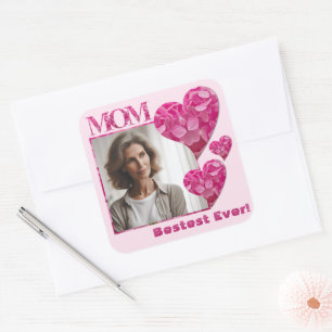 Adesivo Quadrado Mãe Besteira Personalizada Alguma Vez Foto Coração