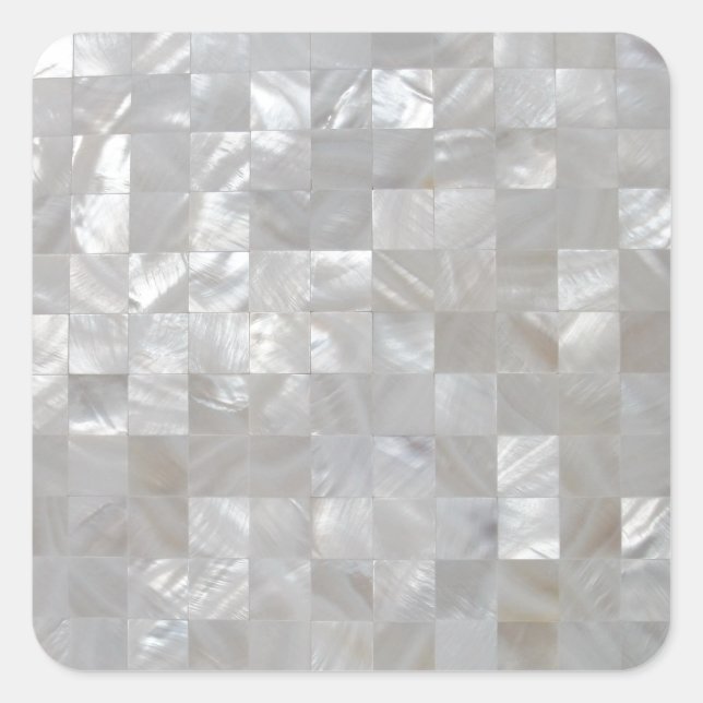 Adesivo Quadrado Mãe Branca De Prata De Impressão Pérolas Com Linho (Frente)