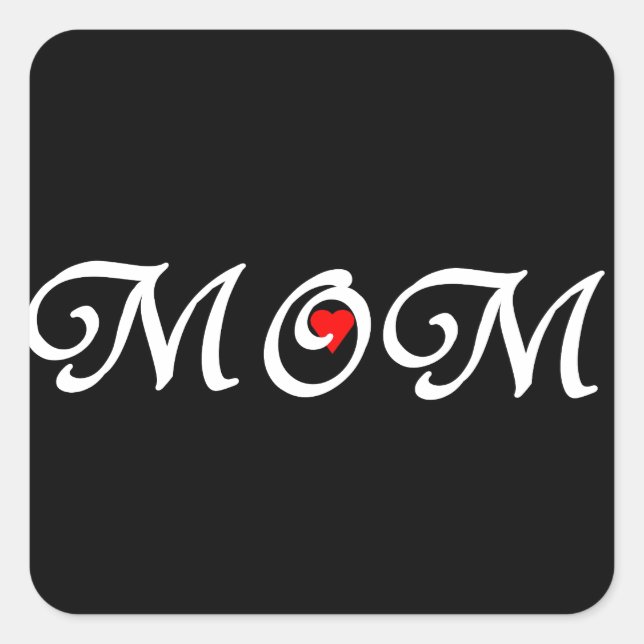 Adesivo Quadrado Mãe com coração vermelho (Frente)