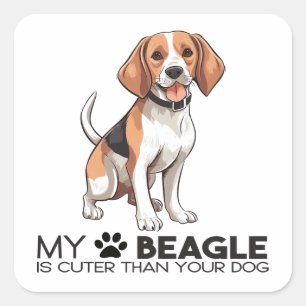Adesivo Quadrado Mãe de Beagle Engraçada Cachorro Amado Pai Cachorr
