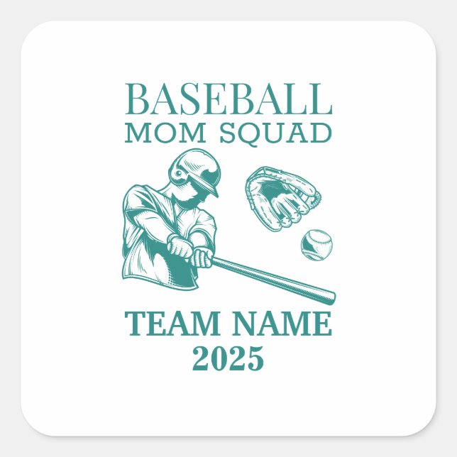 Adesivo Quadrado Mãe de beisebol personalizada  (Frente)