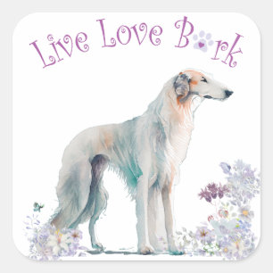 Adesivo Quadrado Mãe de Borzoi Floral