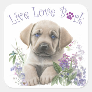 Adesivo Quadrado Mãe de Cachorro Labrador Floral