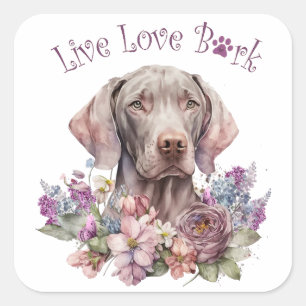 Adesivo Quadrado Mãe de Cachorro Weimaraner Floral