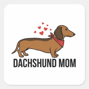 Adesivo Quadrado Mãe de Dachshund — Cachorro Salsicha com Lenço e C