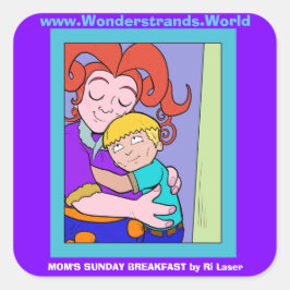 Adesivo Quadrado Mãe de domingo Café da Manhã - Vinheta Grande