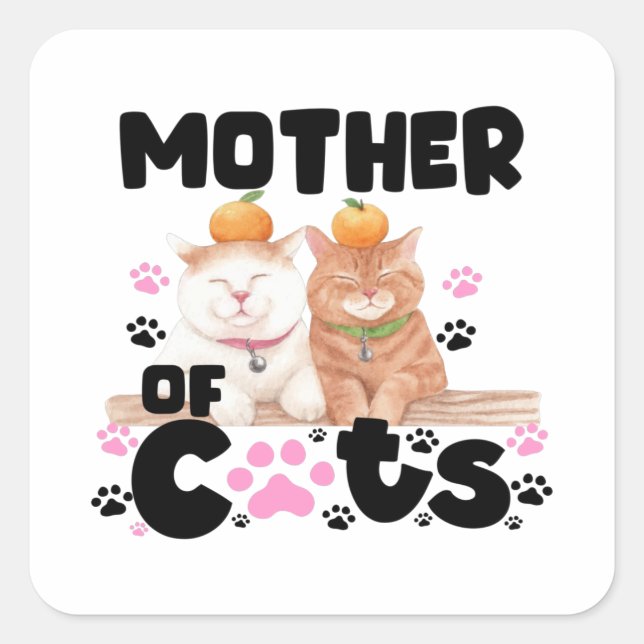 Adesivo Quadrado Mãe De Gatos (Frente)