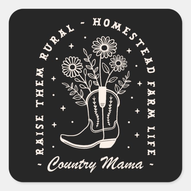 Adesivo Quadrado Mãe do campo, faça-os crescer. (Frente)