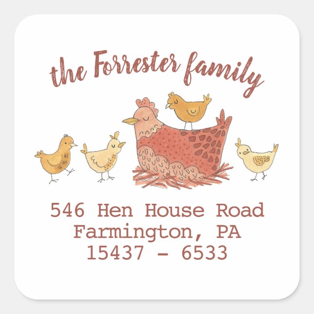 Adesivo Quadrado Mãe e Crianças Retornam Endereço (Frente)