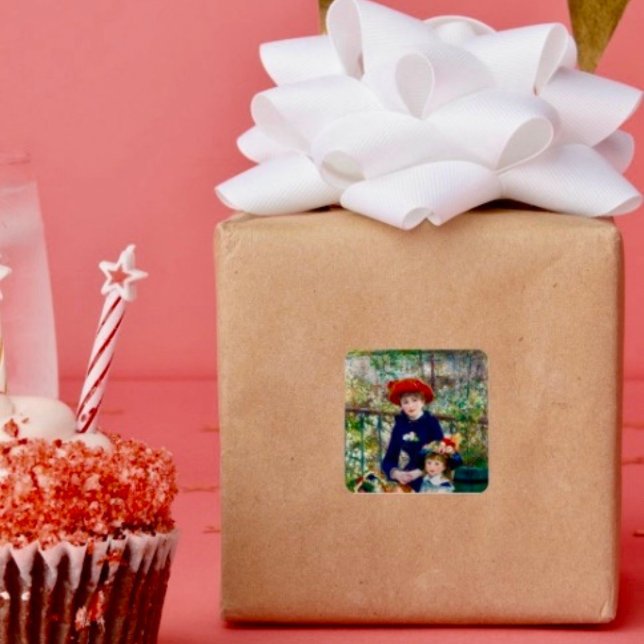 Adesivo Quadrado Mãe e Filho de Renoir (Decorate your gifts or envelopes with this beautiful floral sticker. 
)