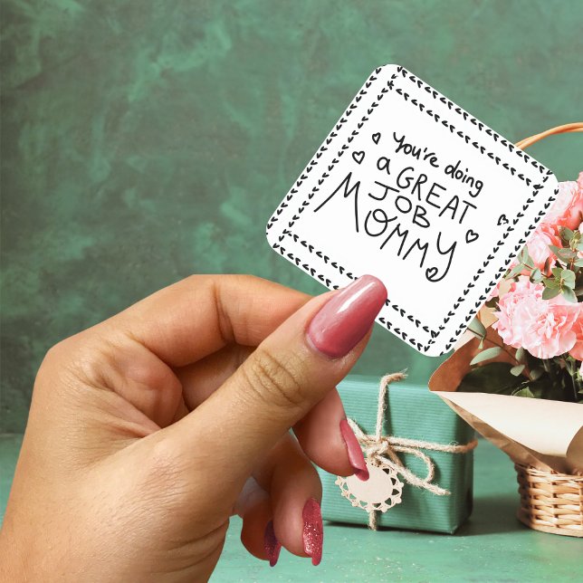 Adesivo Quadrado Mãe Elefante e Dia de as mães Me (Elephant Mum & Me Mother's Day Square Sticker)