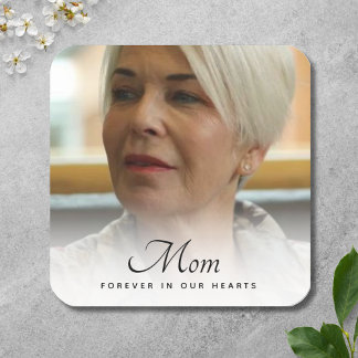 Adesivo Quadrado Mãe Foto Personalizada do Funeral de Homenagem Mem