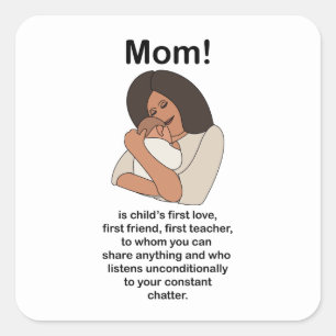 Adesivo Quadrado Mãe Mamãe Dia das Mães Citação Aniversário