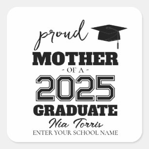 Adesivo Quadrado Mãe orgulhosa personalizada de um graduado 2025