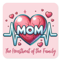 Mãe, pulsação da Família com Coração Vermelho