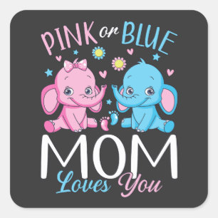 Adesivo Quadrado Mãe Rosa Ou Azul Te Ama Bebê Elefante