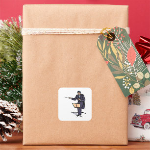 Adesivo Quadrado Maestro de Orquestra Sinfônica Música Clássica