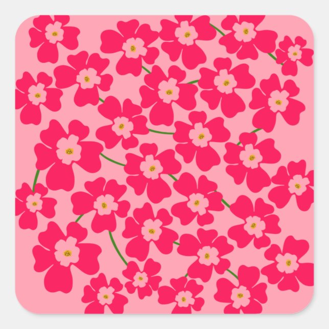 Adesivo Quadrado Magenta Fantasia Magenta Energia Flor (Frente)