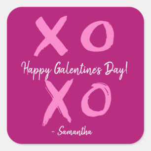 Adesivo Quadrado Magenta Rosa XOXO - Feliz Dia das Galentinas Fofo