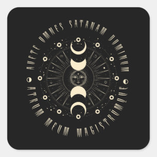 Adesivo Quadrado Magia Negra-Negra Geométrica do Sol Gótica