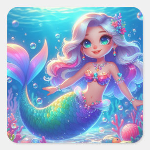 Adesivo Quadrado Magia Princesa do Submar Sereia