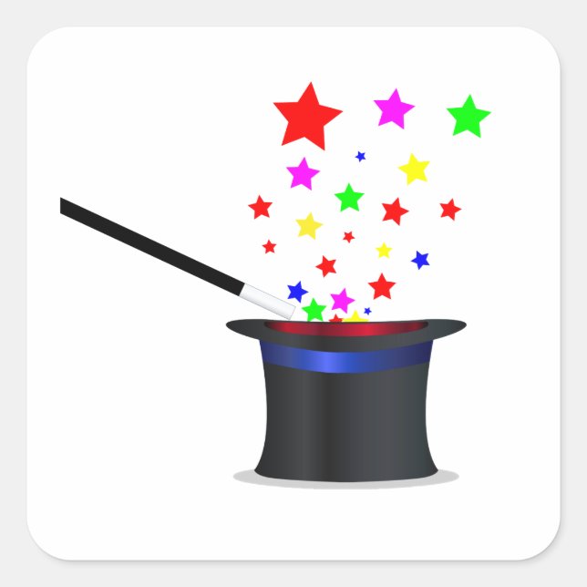 Adesivo Quadrado Magic Hat E Wand (Frente)