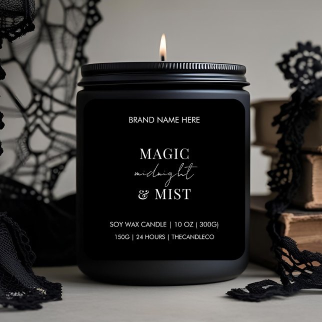 Adesivo Quadrado Magic Midnight & Mist Candle Label | Preto persona (Criador carregado)