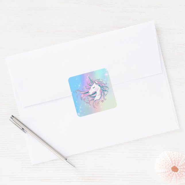 Adesivo Quadrado Magic Unicorn (Envelope)