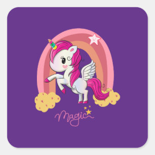 Adesivo Quadrado Magic Unicorn Fan Club