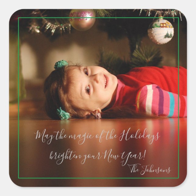 Adesivo Quadrado Mágica do envelope de feriados (Frente)