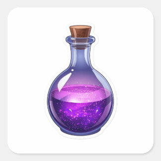 Adesivo Quadrado Magical 3D Purple Potion Bottle Fantasy Sticker