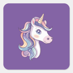 Adesivo Quadrado Magical Cute Sparkly Pastel Unicorn