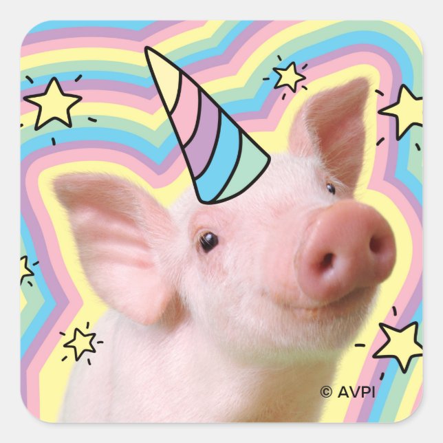 Adesivo Quadrado Magical Piglet Unicorn (Frente)