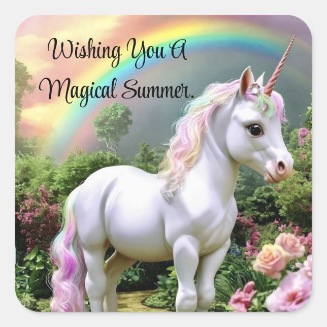 Adesivo Quadrado Magical Summer Unicorn Sticker (Frente)