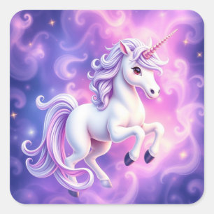 Adesivo Quadrado Magnífico Unicorn Stickers