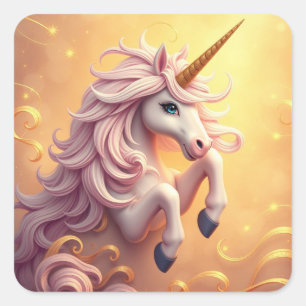 Adesivo Quadrado Magnífico Unicorn Stickers