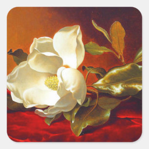 Adesivo Quadrado Magnolia em Red Velvet Martin Johnson Heade