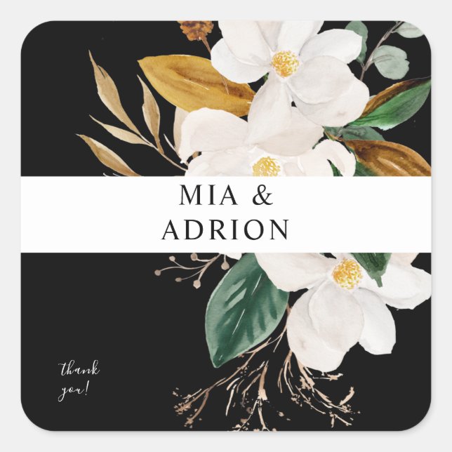 Adesivo Quadrado Magnolia White Floral Obrigado - LACK (Frente)