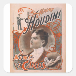 Adesivo Quadrado Mago Harry Houdini O Rei Dos Cartões